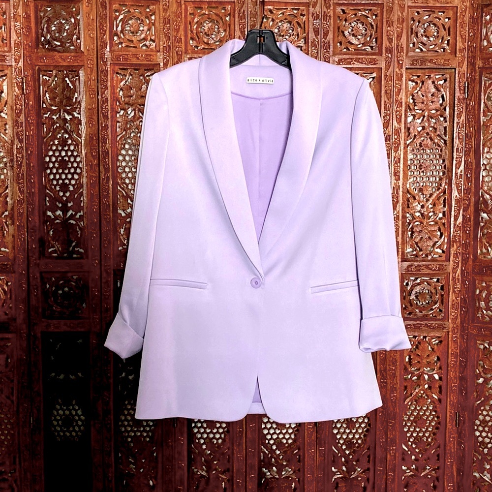 Alice + Olivia Lavender Yuriko Shawl Collar Blazer